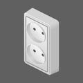 Double electrical socket isometric vector